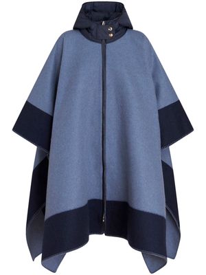 ETRO Pegaso-jacquard fine-knit cape - Blue