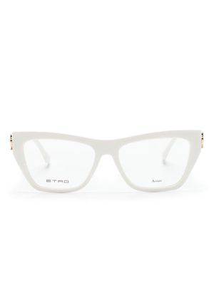 ETRO Pegaso-motif butterfly-frame glasses - White