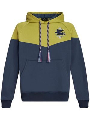 ETRO Pegaso-motif cotton hoodie - Blue