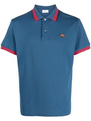 ETRO Pegaso motif short-sleeve polo shirt - Blue