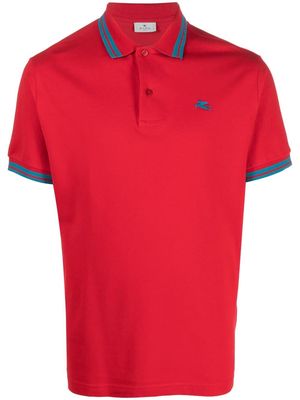 ETRO Pegaso motif short-sleeved polo shirt - Red