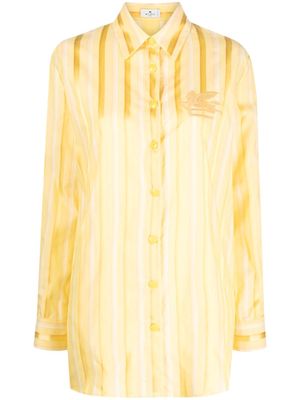 ETRO Pegaso-motif striped shirt - Yellow