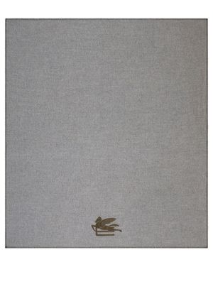 ETRO Pegaso-motif wool throw blanket - Grey