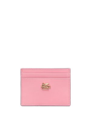 ETRO Pegaso-plaque leather cardholder - Pink