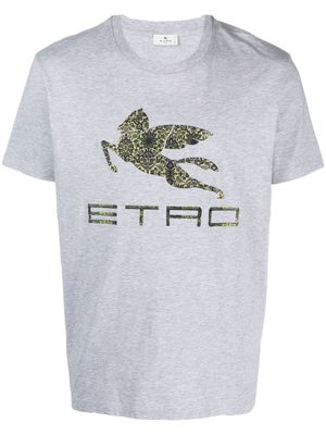 ETRO Pegaso-print cotton T-shirt - Grey