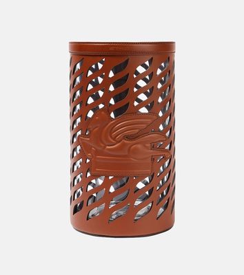 Etro Pegasus leather-trimmed glass vase