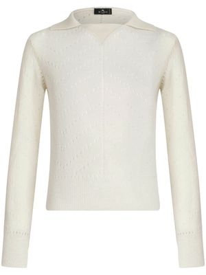 ETRO perforated-detail wool jumper - White