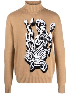 ETRO pixelated-graphic jacquard wool jumper - Brown