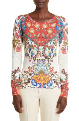 Etro Placed Paisley Silk & Cashmere Sweater in White 990