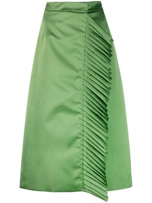 ETRO pleat-detail satin midi skirt - Green