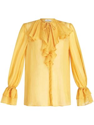 ETRO plissé-effect silk shirt - Yellow