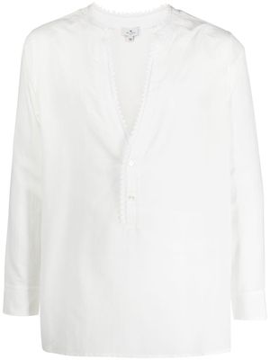 ETRO plunging V-neck long-sleeve shirt - White