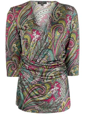 Etro Pre-Owned 2010s paisley print wrap-front blouse - Multicolour