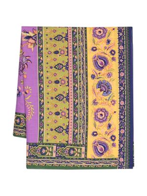 Etro Pre-Owned floral-print cotton scarf - Blue