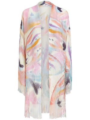 ETRO printed fringed cardigan - White