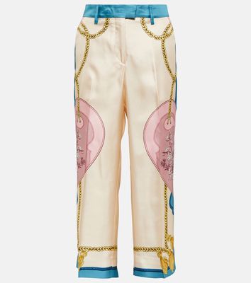 Etro Printed high-rise cropped silk pants