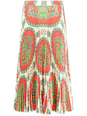 ETRO printed pleated midi skirt - Red
