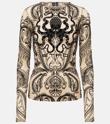 Etro Printed tulle top