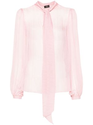 ETRO pussy-bow collar silk shirt - Pink
