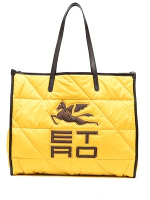 ETRO quilted logo-appliqué shoulder bag - Yellow