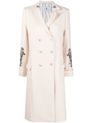 ETRO rear graphic-print double-breasted coat - Neutrals