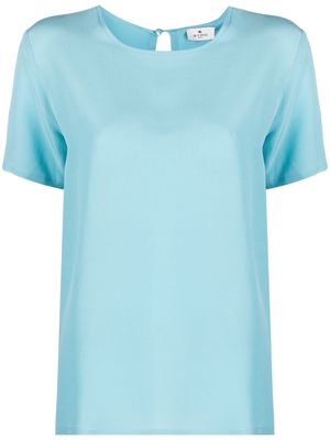 ETRO round-neck silk T-shirt - Blue