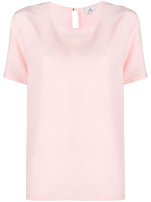 ETRO round-neck silk T-shirt - Pink