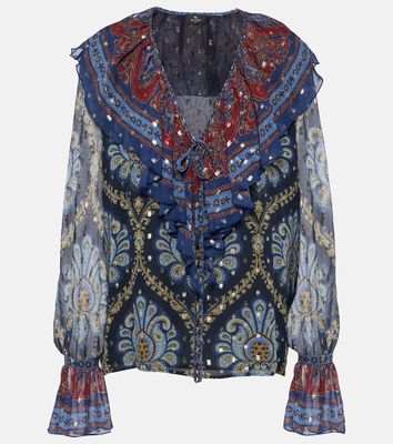 Etro Ruffled printed silk-blend blouse