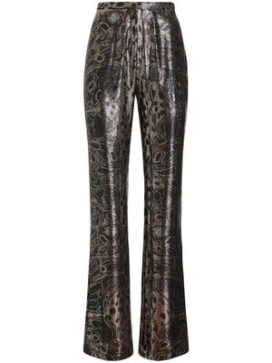 ETRO sequin-embellished high-waisted trousers - Black
