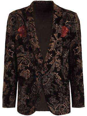 ETRO sequinned floral single-breasted blazer - Black