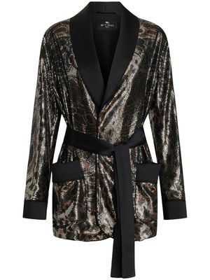 ETRO shimmery tied-waist blazer - Black