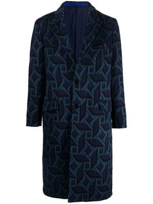 ETRO single-breasted geometric pattern coat - Blue