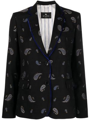 ETRO single-breasted paisley-print blazer - Black