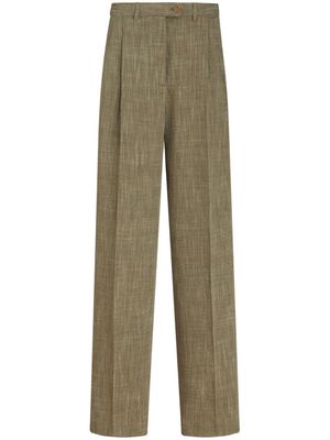 ETRO slub-texture wide-leg trousers - Green