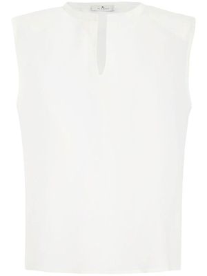 ETRO split-neck sleeveless blouse - White