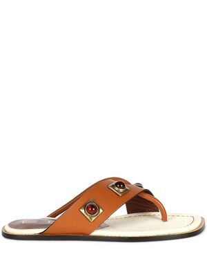 ETRO stone-embellished thong-strap sandals - Brown
