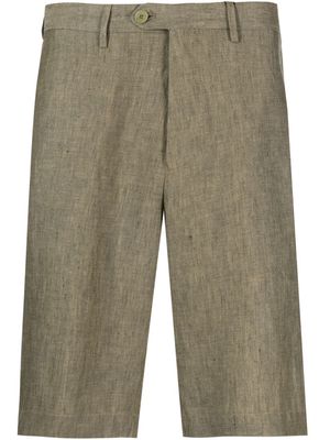 ETRO straight-leg linen Bermuda shorts - Green