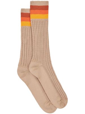 ETRO stripe-detail ribbed-knit socks - Brown