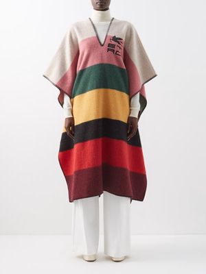 Etro - Stripe-intarsia Wool-blend Poncho - Womens - Multi