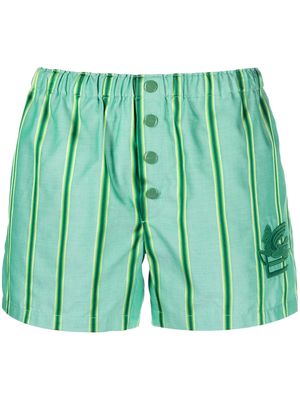 ETRO stripe-pattern button shorts - Green