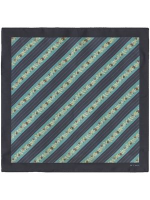 ETRO stripe-print silk square pocket - Blue