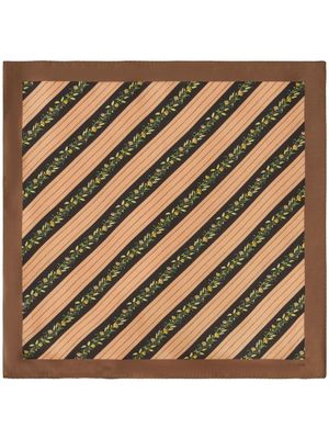 ETRO stripe-print silk square pocket - Brown