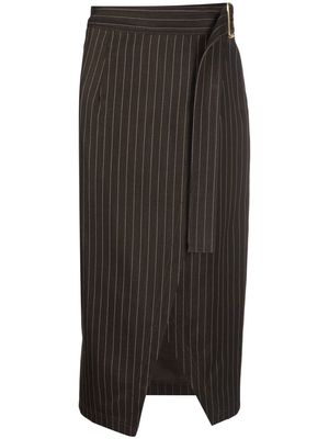 ETRO striped belted midi skirt - Brown