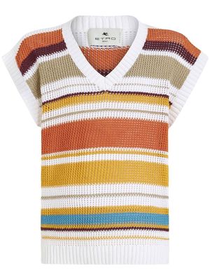 ETRO striped jacquard crochet sleeveless jumper - Black