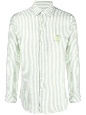 ETRO striped linen long-sleeve shirt - White