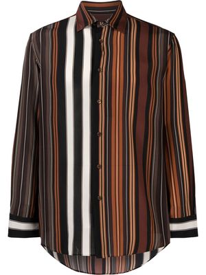 ETRO striped long-sleeve silk shirt - Brown