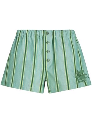 ETRO striped straight-leg mini shorts - Green