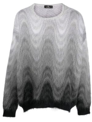 ETRO swirl-print mohair-wool brushed jumper - Grey