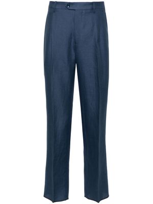 ETRO tapered linen-blend trousers - Blue