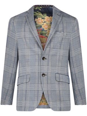 ETRO tartan-check single-breasted blazer - Blue